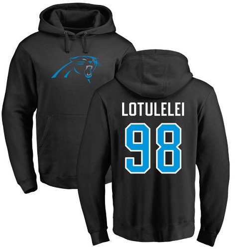 NFL Nike Carolina Panthers #98 Star Lotulelei Black Name & Number Logo Pullover Hoodie