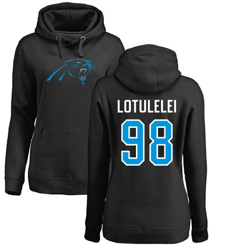 NFL Women's Nike Carolina Panthers #98 Star Lotulelei Black Name & Number Logo Pullover Hoodie