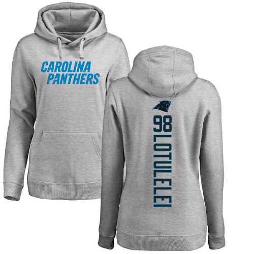 NFL Women's Nike Carolina Panthers #98 Star Lotulelei Ash Backer Pullover Hoodie