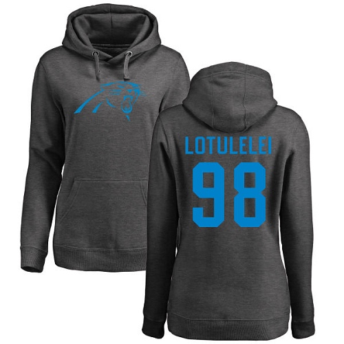 NFL Women's Nike Carolina Panthers #98 Star Lotulelei Ash One Color Pullover Hoodie