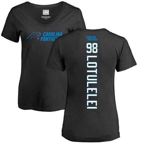 NFL Women's Nike Carolina Panthers #98 Star Lotulelei Black Backer T-Shirt