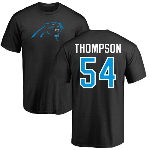 NFL Nike Carolina Panthers #54 Shaq Thompson Black Name & Number Logo T-Shirt