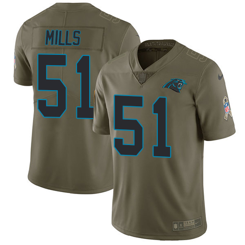 Youth Nike Carolina Panthers #51 Sam Mills Limited Olive 2017 Salute to Service NFL Jersey