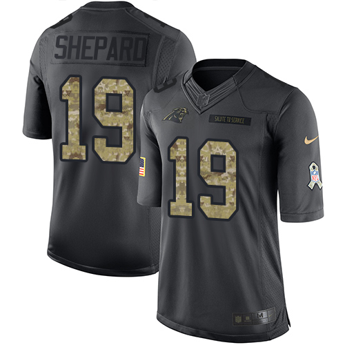 Men's Nike Carolina Panthers #19 Russell Shepard Limited Black 2016 Salute to Service NFL Jersey