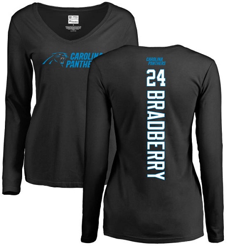 NFL Women's Nike Carolina Panthers #24 James Bradberry Black Backer Slim Fit Long Sleeve T-Shirt
