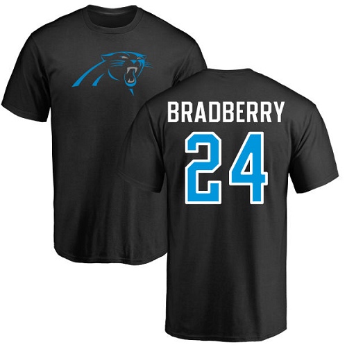 NFL Nike Carolina Panthers #24 James Bradberry Black Name & Number Logo T-Shirt