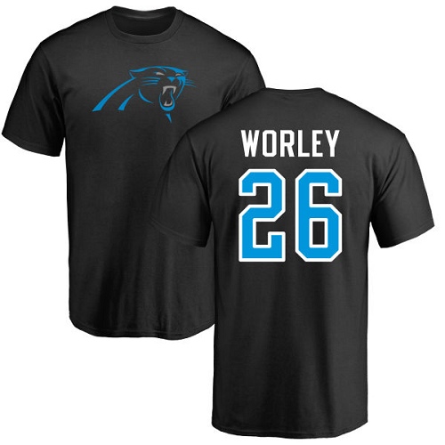 NFL Nike Carolina Panthers #26 Daryl Worley Black Name & Number Logo T-Shirt