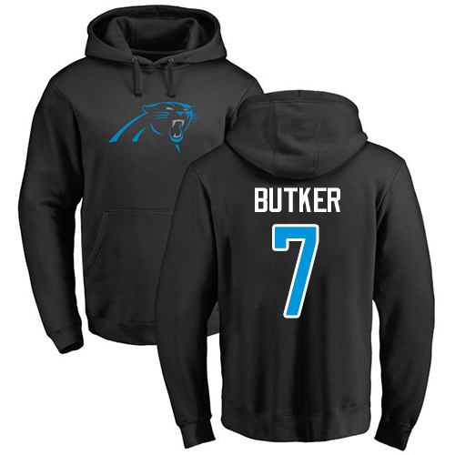 NFL Nike Carolina Panthers #7 Harrison Butker Black Name & Number Logo Pullover Hoodie