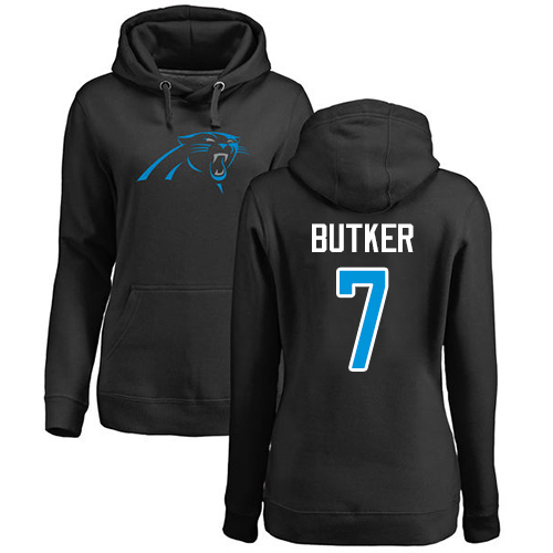 NFL Women's Nike Carolina Panthers #7 Harrison Butker Black Name & Number Logo Pullover Hoodie
