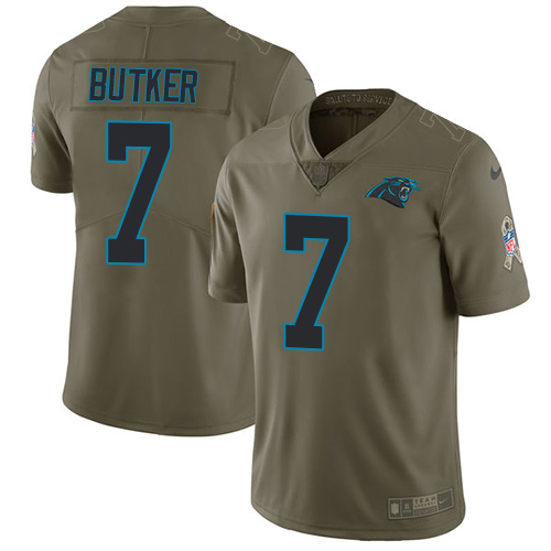 Men's Nike Carolina Panthers #7 Harrison Butker Limited Olive 2017 Salute to Service NFL Jersey