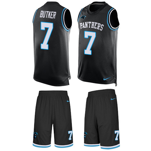 Men's Nike Carolina Panthers #7 Harrison Butker Limited Black Tank Top Suit NFL Jersey