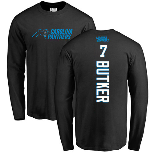 NFL Nike Carolina Panthers #7 Harrison Butker Black Backer Long Sleeve T-Shirt