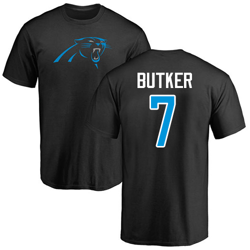 NFL Nike Carolina Panthers #7 Harrison Butker Black Name & Number Logo T-Shirt