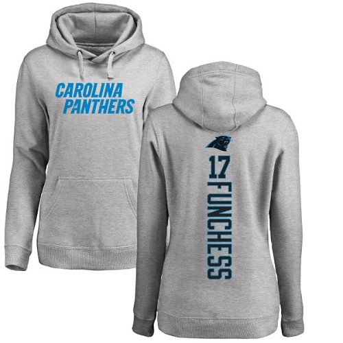 NFL Women's Nike Carolina Panthers #17 Devin Funchess Ash Backer Pullover Hoodie