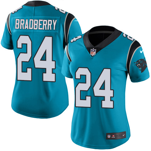 Women's Nike Carolina Panthers #24 James Bradberry Limited Blue Rush Vapor Untouchable NFL Jersey