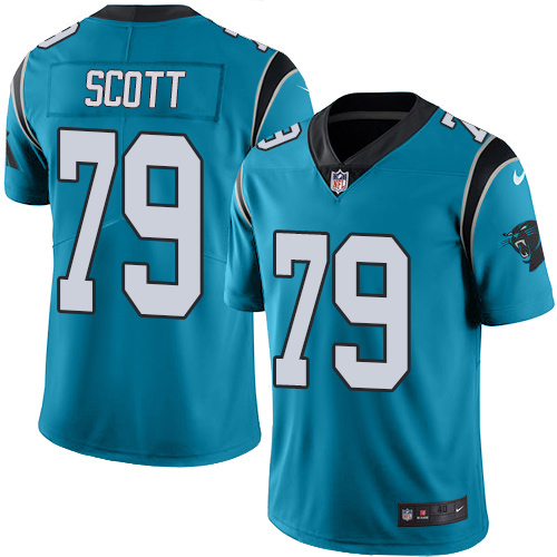 Men's Nike Carolina Panthers #79 Chris Scott Elite Blue Rush Vapor Untouchable NFL Jersey