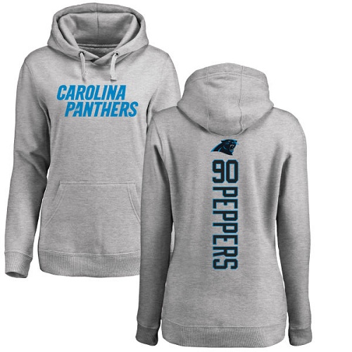 NFL Women's Nike Carolina Panthers #90 Julius Peppers Ash Backer Pullover Hoodie