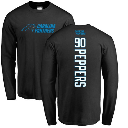 NFL Nike Carolina Panthers #90 Julius Peppers Black Backer Long Sleeve T-Shirt