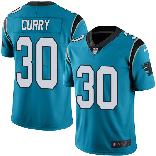 Youth Nike Carolina Panthers #30 Stephen Curry Limited Blue Rush Vapor Untouchable NFL Jersey