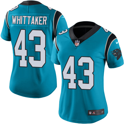 Women's Nike Carolina Panthers #43 Fozzy Whittaker Limited Blue Rush Vapor Untouchable NFL Jersey