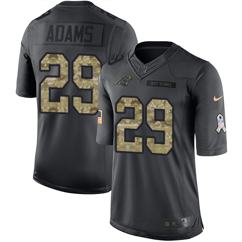 Men's Nike Carolina Panthers #29 Mike Adams Limited Black 2016 Salute to Service NFL Jersey