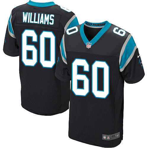 Men's Nike Carolina Panthers #60 Daryl Williams Elite Black Team Color NFL Jersey