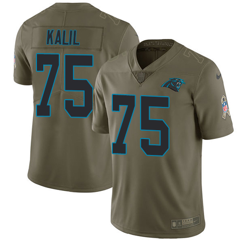 Men's Nike Carolina Panthers #75 Matt Kalil Limited Olive 2017 Salute to Service NFL Jersey