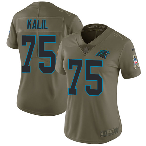 Women's Nike Carolina Panthers #75 Matt Kalil Limited Olive 2017 Salute to Service NFL Jersey