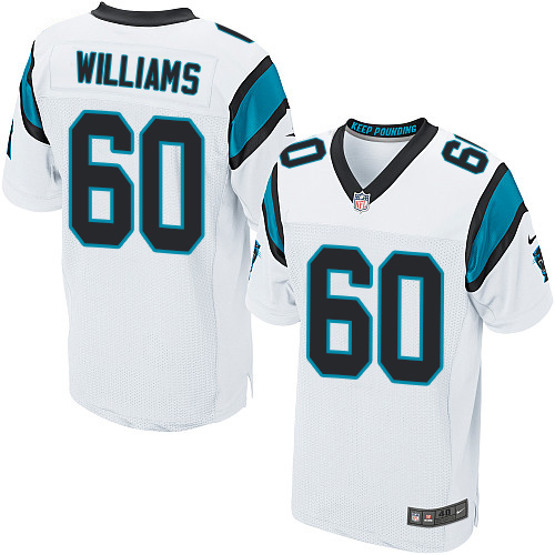 Men's Nike Carolina Panthers #60 Daryl Williams Elite White NFL Jersey