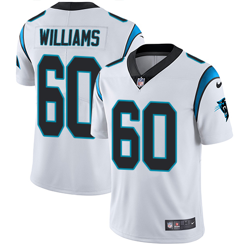 Men's Nike Carolina Panthers #60 Daryl Williams White Vapor Untouchable Limited Player NFL Jersey