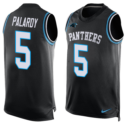 Men's Nike Carolina Panthers #5 Michael Palardy Elite Black Player Name & Number Tank Top NFL Jersey