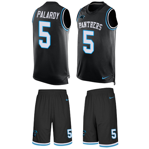Men's Nike Carolina Panthers #5 Michael Palardy Limited Black Tank Top Suit NFL Jersey