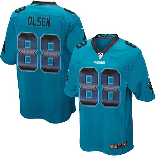 Men's Nike Carolina Panthers #88 Greg Olsen Limited Blue Strobe NFL Jersey