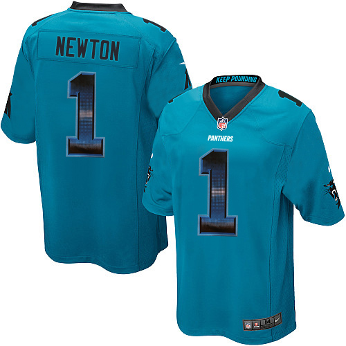 Men's Nike Carolina Panthers #1 Cam Newton Limited Blue Strobe NFL Jersey