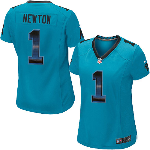 Women's Nike Carolina Panthers #1 Cam Newton Limited Blue Strobe NFL Jersey