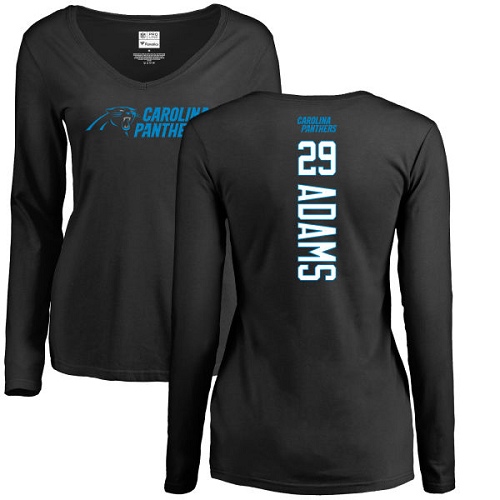 NFL Women's Nike Carolina Panthers #29 Mike Adams Black Backer Slim Fit Long Sleeve T-Shirt