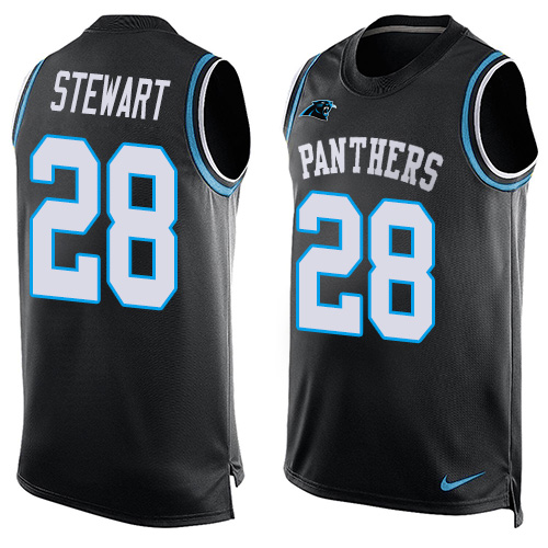 Men's Nike Carolina Panthers #28 Jonathan Stewart Limited Black Player Name & Number Tank Top NFL Jersey