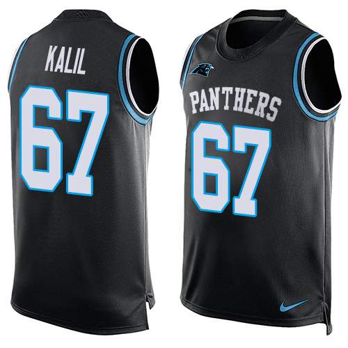 Men's Nike Carolina Panthers #67 Ryan Kalil Limited Black Player Name & Number Tank Top NFL Jersey