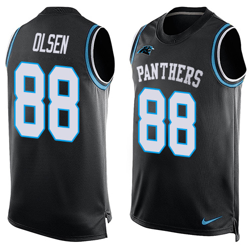 Men's Nike Carolina Panthers #88 Greg Olsen Limited Black Player Name & Number Tank Top NFL Jersey