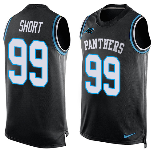 Men's Nike Carolina Panthers #99 Kawann Short Limited Black Player Name & Number Tank Top NFL Jersey
