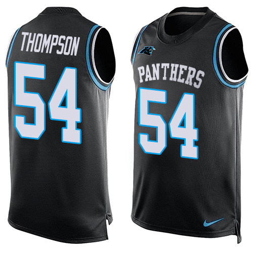 Men's Nike Carolina Panthers #54 Shaq Thompson Limited Black Player Name & Number Tank Top NFL Jersey
