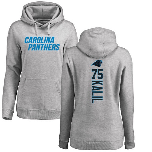 NFL Women's Nike Carolina Panthers #75 Matt Kalil Ash Backer Pullover Hoodie