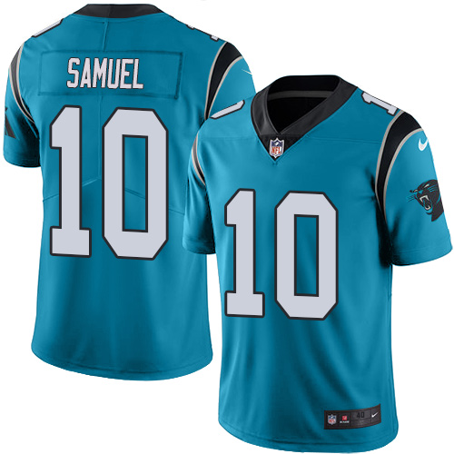 Men's Nike Carolina Panthers #10 Curtis Samuel Elite Blue Rush Vapor Untouchable NFL Jersey
