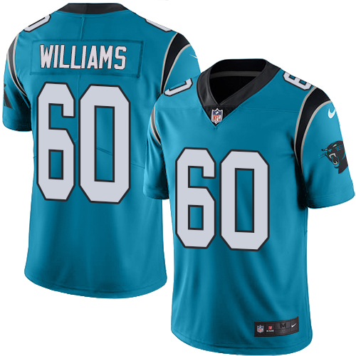 Youth Nike Carolina Panthers #60 Daryl Williams Blue Alternate Vapor Untouchable Limited Player NFL Jersey
