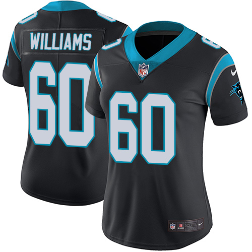 Women's Nike Carolina Panthers #60 Daryl Williams Black Team Color Vapor Untouchable Elite Player NFL Jersey