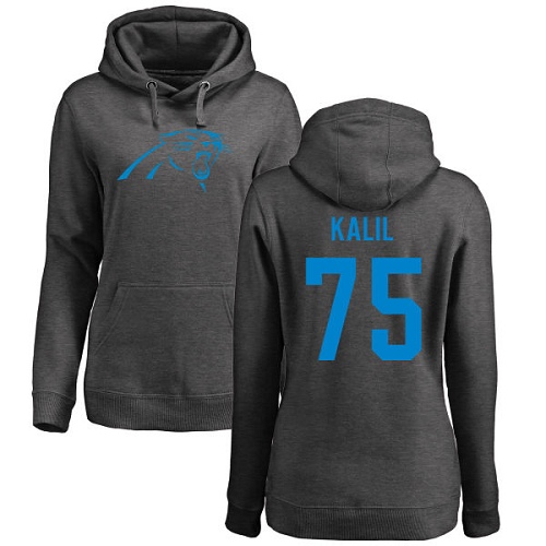 NFL Women's Nike Carolina Panthers #75 Matt Kalil Ash One Color Pullover Hoodie
