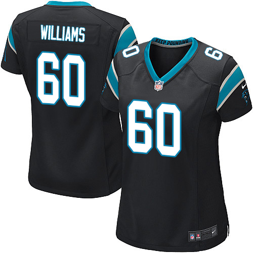 Women's Nike Carolina Panthers #60 Daryl Williams Game Black Team Color NFL Jersey