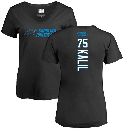 NFL Women's Nike Carolina Panthers #75 Matt Kalil Black Backer T-Shirt