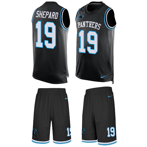 Men's Nike Carolina Panthers #19 Russell Shepard Limited Black Tank Top Suit NFL Jersey