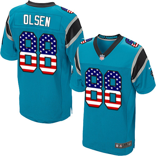 Men's Nike Carolina Panthers #88 Greg Olsen Elite Blue Alternate USA Flag Fashion NFL Jersey